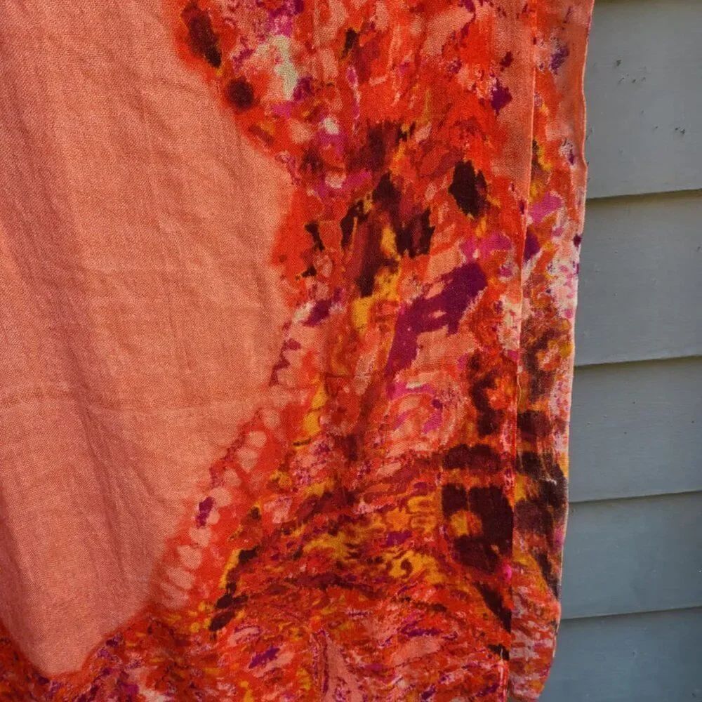 Orange print Pashmina - Picture 2 of 6